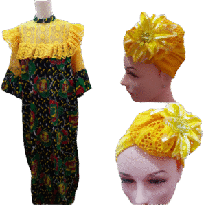Ankara Boubou and matching turban cap